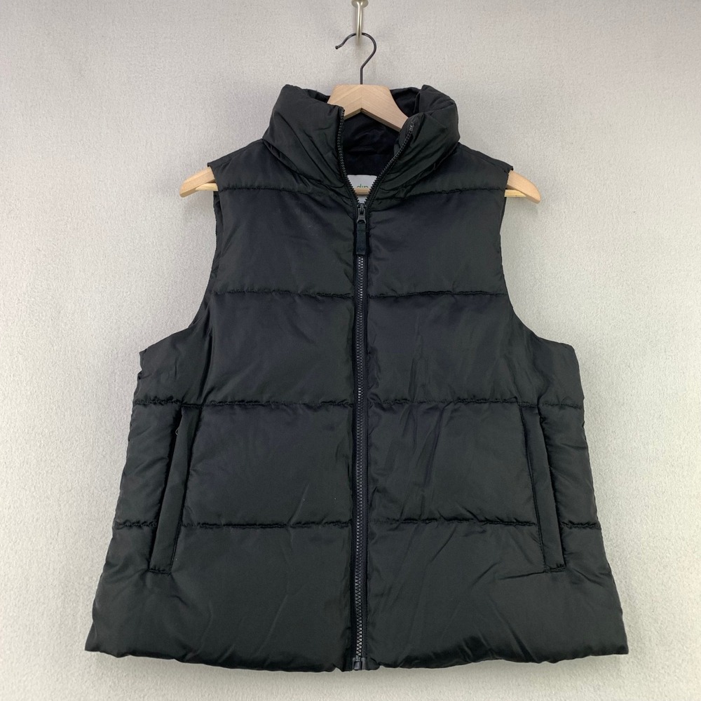 Dip Puffer Vest Women M Black Padded Full Zip Sleeveless Mock Neck Jacket